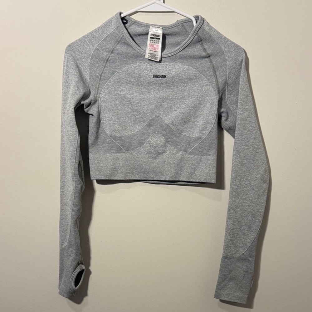 Gymshark Flex Gray Long Sleeve with Logo Writing - M